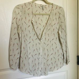 Joie sparkling rosé button down 100% silk
